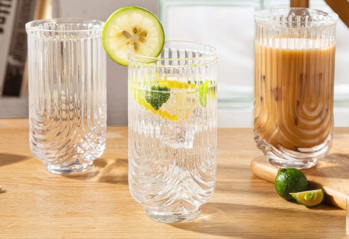 Szklanka Ryflowana Wysoka do Napojów Drinków Grube Szkło 420ml - obrazek 8