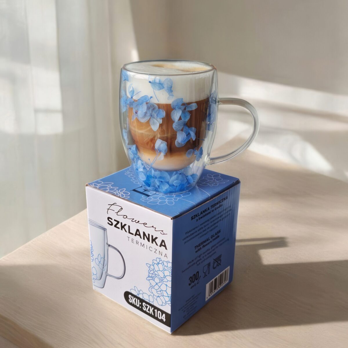 Szklanka do Herbaty Kawy Termiczna z Kwiatami w Środku 300ml - obrazek 3