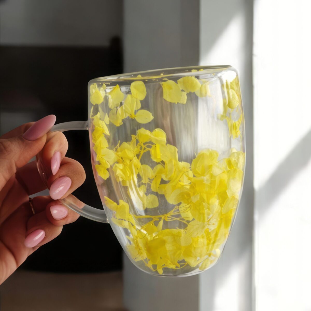 Szklanka do Herbaty Kawy Termiczna z Kwiatami w Środku 300ml - obrazek 2