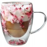Szklanka do Herbaty Kawy Termiczna z Kwiatami w Środku 300ml