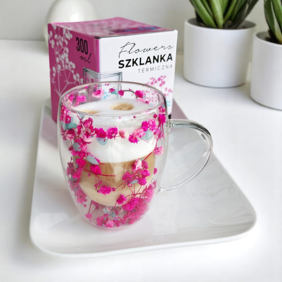 Szklanka do Herbaty Kawy Termiczna z Kwiatami w Środku 300ml - obrazek 3
