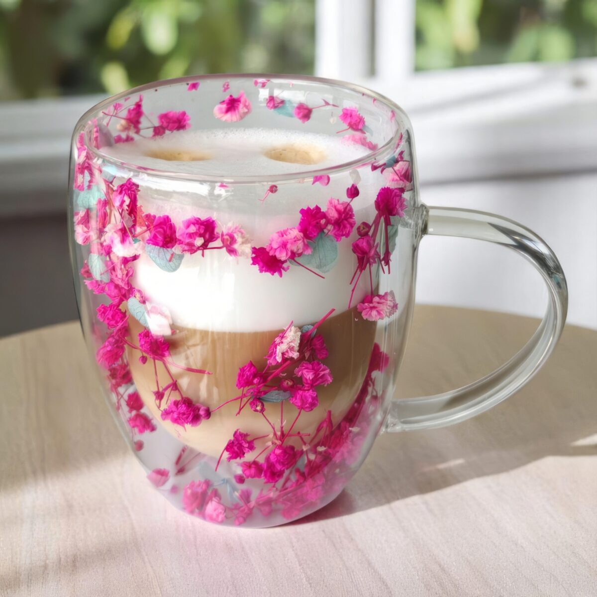 Szklanka do Herbaty Kawy Termiczna z Kwiatami w Środku 300ml - obrazek 2