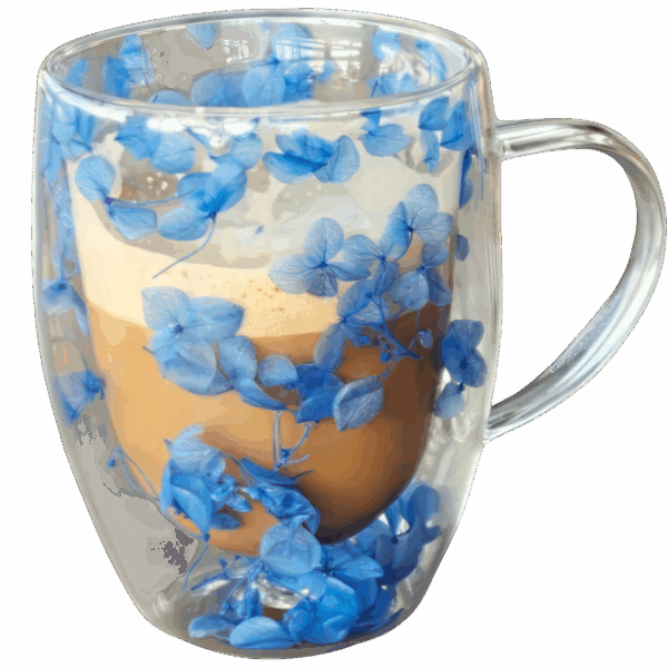 Szklanka do Herbaty Kawy Termiczna z Kwiatami w Środku 300ml