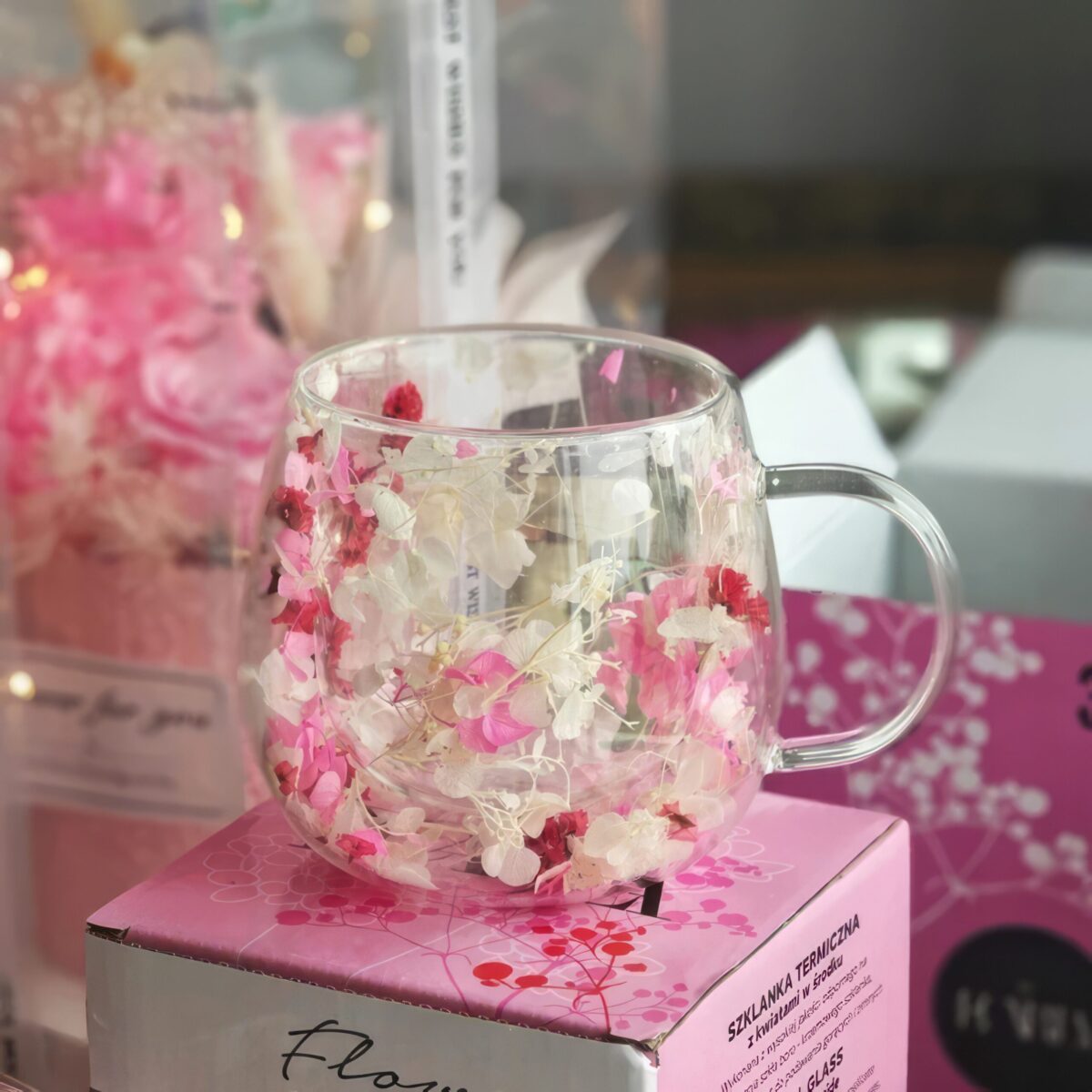 Szklanka Termiczna do Kawy Latte z Kwiatami w Środku 350ml - obrazek 4