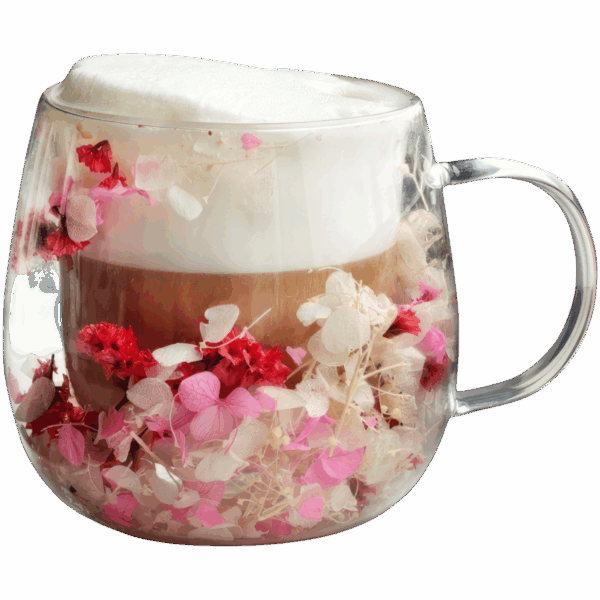 Szklanka Termiczna do Kawy Latte z Kwiatami w Środku 350ml