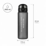 Butelka na wodę, sportowy bidon HELLO WATER 600ML czarny BD69 - obrazek 5