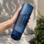 Butelka na wodę, sportowy bidon HELLO WATER 600ML niebieski BD68 - obrazek 4