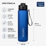 Butelka na wodę, sportowy bidon z miarką 750ML, matowy granat BD51 - obrazek 5