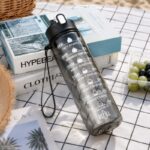 Butelka na wodę, sportowy bidon z miarką i hasłami motywacyjnymi 750ML czarna BD60 - obrazek 3