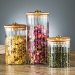 Cukiernica, pojemnik ryflowany z przykrywką bambusowa, rozm. L, 1150 ml 1szt SZK169 - obrazek 5
