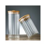Cukiernica, pojemnik ryflowany z przykrywką bambusowa, rozm. M, 850 ml 1szt SZK168 - obrazek 4
