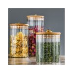Cukiernica, pojemnik ryflowany z przykrywką bambusowa, rozm. S, 550 ml 1szt SZK167 - obrazek 3