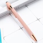 Długopis metalowy, tusz czarny, touch pen soft touch pudrowy róż DL04 - obrazek 2