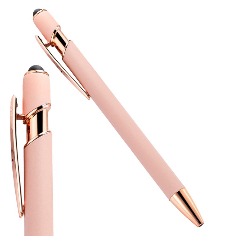 dlugopis-metalowy-tusz-czarny-touch-pen-soft-touch-pudrowy-roz-dl04 Długopis metalowy, tusz czarny, touch pen soft touch pudrowy róż DL04 - obrazek 1
