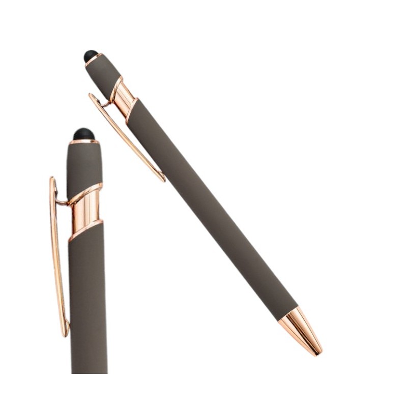 dlugopis-metalowy-tusz-czarny-touch-pen-soft-touch-szary-dl05 Długopis metalowy, tusz czarny, touch pen soft touch szary DL05 - obrazek 1