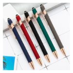Długopis metalowy, tusz czarny, touch pen soft touch zieleń DL03 - obrazek 3
