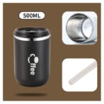 DUŻY POJEMNY KUBEK TERMICZNY ze słomką 500 ml TERMOS zamykany COFFE CUP07WZ3 - obrazek 4