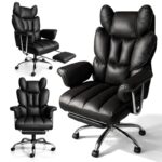Fotel biurowy obrotowy RELAX PRO z podnóżkiem - ecoskóra czarny KO50CZ