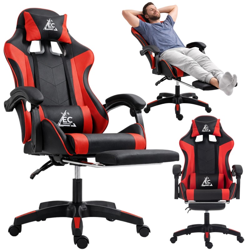 fotel-gamingowy-obrotowy-z-podnozkiem-ec-gaming-masazer-ko24cze Fotel gamingowy obrotowy z podnóżkiem EC GAMING masażer KO24CZE - obrazek 1