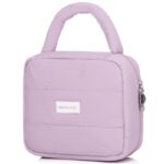 Kosmetyczka damska pikowana kuferek z rączką 21 x 17 x 8 cm KS139FIO - obrazek 2
