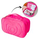 Kosmetyczka damska pikowana kuferek z rączką 24 x 9 x 15 cm KS132R