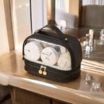 Kosmetyczka organizer na kosmetyki czarna dwupoziomowa 23x13,5x16cm KS115CZ - obrazek 2