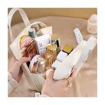 Kosmetyczka organizer na kosmetyki z rączką 17x7x19cm kremowa KS128B - obrazek 2
