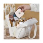 Kosmetyczka organizer na kosmetyki z rączką 17x7x19cm kremowa KS128B - obrazek 3