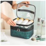 Kosmetyczka rozkładana geometryczna zielona 23x15,5x9cm KS35WZ1 - obrazek 3