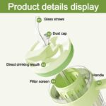 Kubek z ryflowanego szkła na Kawę Herbatę ze słomką, sitkiem i zamknięciem 550 ML CUP12FIO - obrazek 3