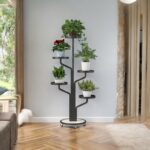 Kwietnik, regał, stojak na kwiaty metalowy okrągły na kółkach 130х40cm SZ38CZ - obrazek 2