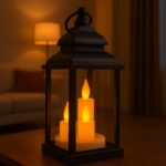 Lampion dekoracyjny LED z imitacją świec 10 x 22 cm - LAMP52CZ - obrazek 3