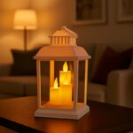 Lampion dekoracyjny LED z imitacją świec 12 x 23 cm - LAMP54WZ4 - obrazek 2