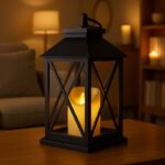 Lampion dekoracyjny LED z imitacją świecy 14 x 30 cm - LAMP56WZ1 - obrazek 3