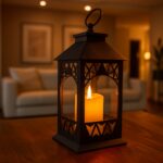 Lampion dekoracyjny LED z imitacją świecy 14 x 30 cm - LAMP56WZ2 - obrazek 2