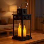 Lampion dekoracyjny LED z imitacją świecy 8 x 15 cm - LAMP57CZ - obrazek 3