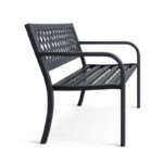 Ławka ogrodowa z oparciem, parkowa, metalowa z PCV, 118 x 50 x 75cm czarna LAW01 - obrazek 3