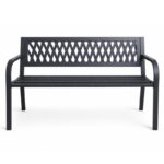 Ławka ogrodowa z oparciem, parkowa, metalowa z PCV, 118 x 50 x 75cm czarna LAW01 - obrazek 4