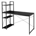 Loftowe biurko komputerowe z regałem, półkami, 120 x 60cm, czarne, czarny blat  STL24CZ - obrazek 5