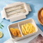 Lunch box, śniadaniówka ze sztućcami beżowy przegródki 850 ml PJM46 - obrazek 2