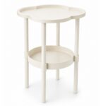 Mobilny stolik kawowy w kształcie koniczyny biały 37x37x46cm STL27B - obrazek 4