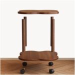 Mobilny stolik kawowy w kształcie koniczyny, orzechowy 60x60x48cm STL26 - obrazek 5