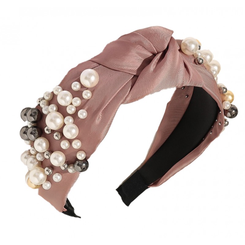 opaska-turban-bogato-zdobiona-z-materialu-gruba-65cm-roz-o461r Opaska turban bogato zdobiona z materiału gruba 6,5cm róż O461R - obrazek 1