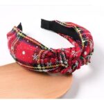 Opaska turban z materiału gruba 6,5 cm świąteczna O457 - obrazek 2