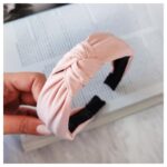Opaska turban z materiału różowa O228R - obrazek 2