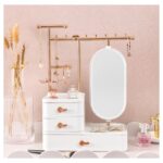 Organizer na biżuterię biel szafeczka z lusterkiem i szufladkami PD60B - obrazek 2