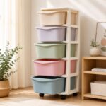 Plastikowy regał na kółkach szafka szuflady szafa 97 x 38 x 37 cm PO10 - obrazek 3