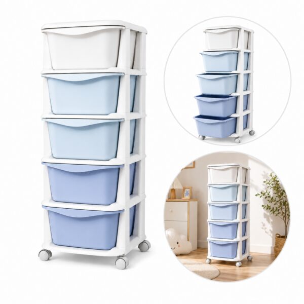 Plastikowy regał na kółkach szafka szuflady szafa 97 x 38 x 37 cm PO23