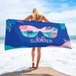 Ręcznik plażowy prostokątny niebieski HELLO SUMMER 150x70 REC54WZ9 - obrazek 2