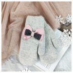 RĘKAWICZKI CUTE KOKARDKI SZARE REK133